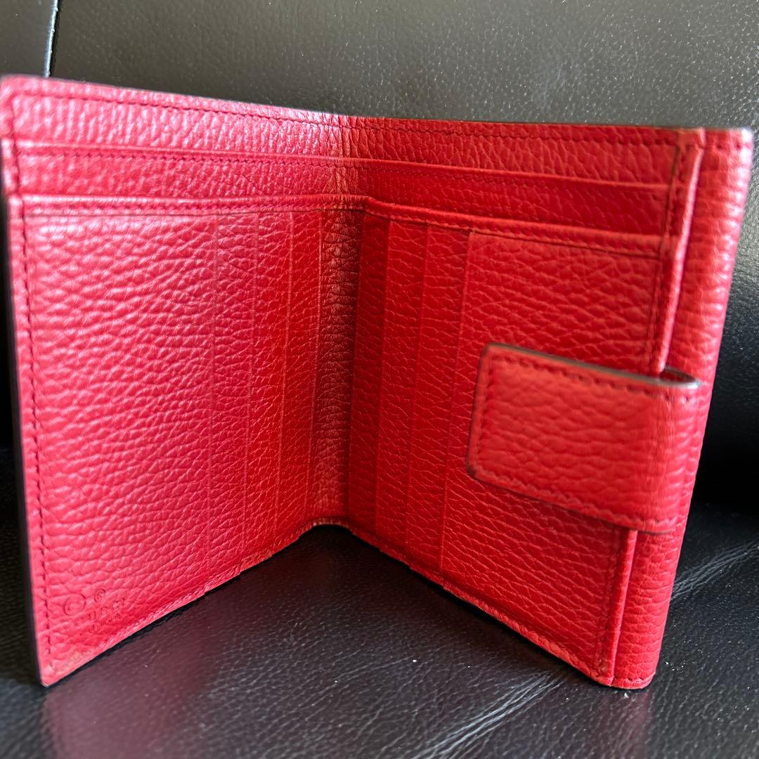 GUCCI レザー 二つ折り財布 レッド