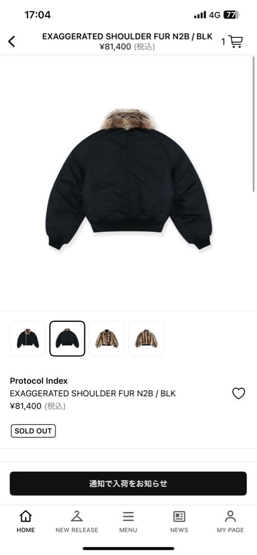 protocol index project gr ジャケット　N2B