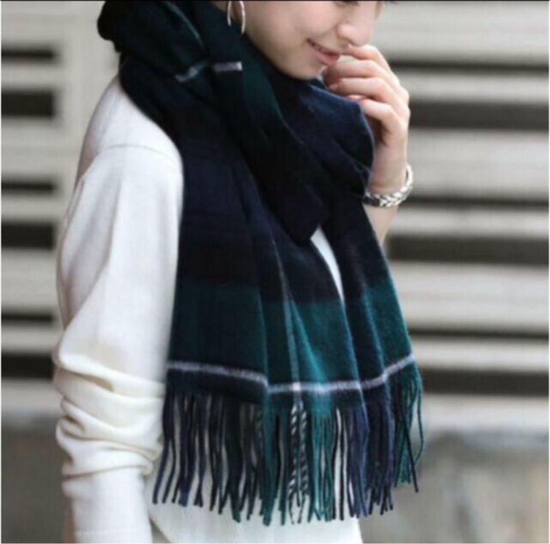 BEAUTY&YOUTH カシミヤストール　大判チェックストール