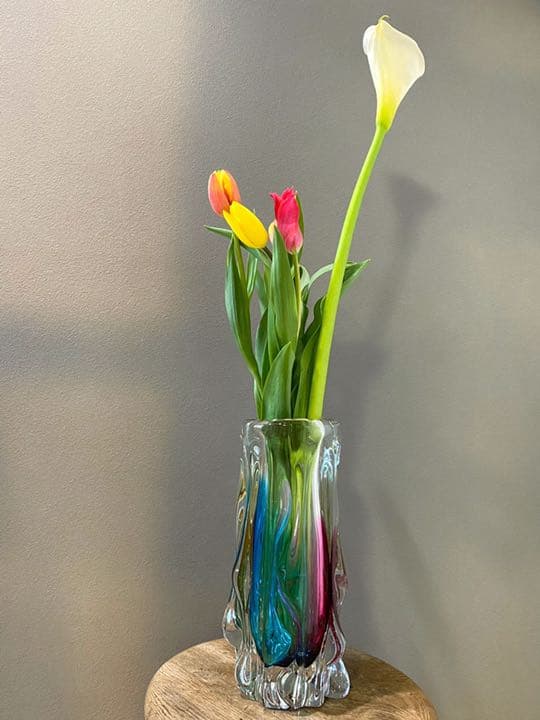 アンティーク ビンテージ 虹色 花瓶 パイレックス フラワーベース 希少 美品