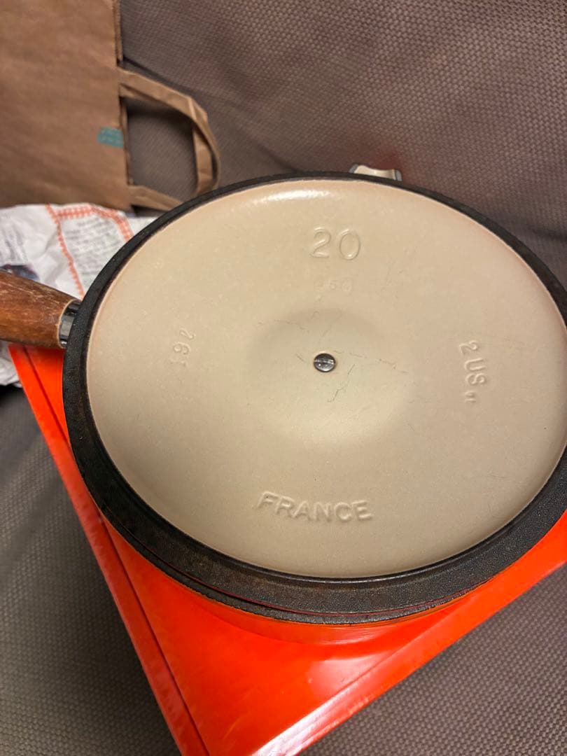 希少　ルクルーゼ 片手鍋20cmウッドハンドル　ビンテージ