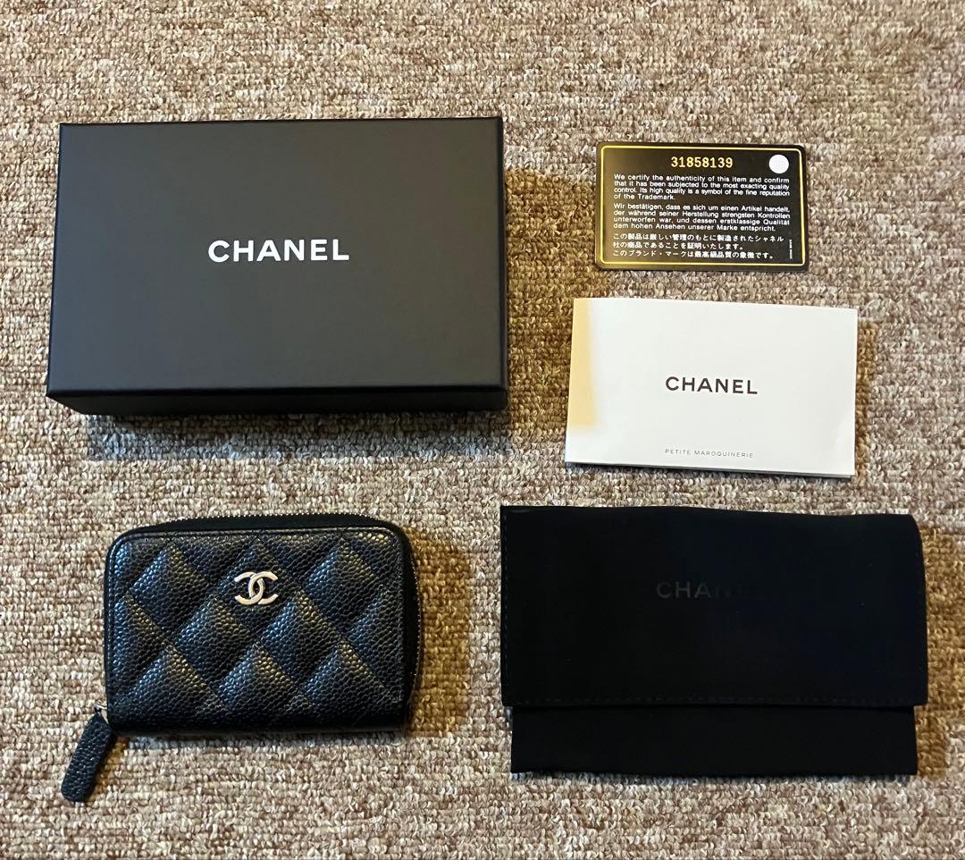 ひひよん　シャネル　ケース　ブラック　ミニ財布　キャビアスキン
