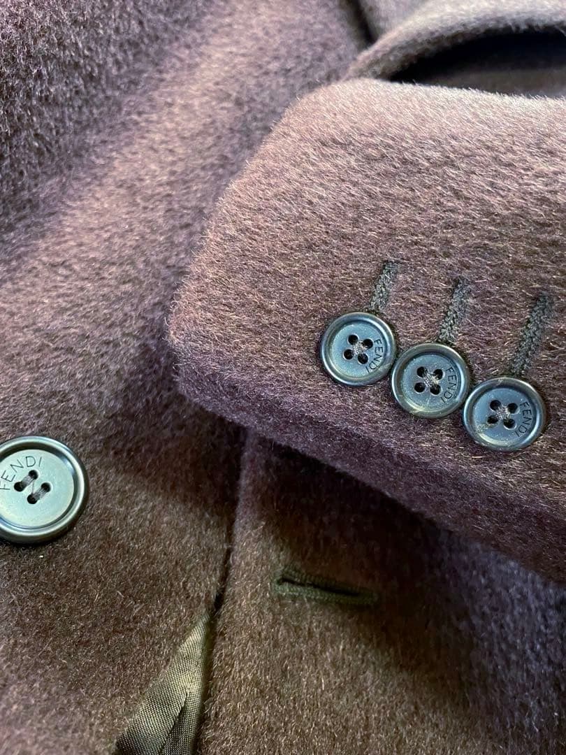 FENDI フェンディ　ブラウン チェスターロングコート モヘア&ウール