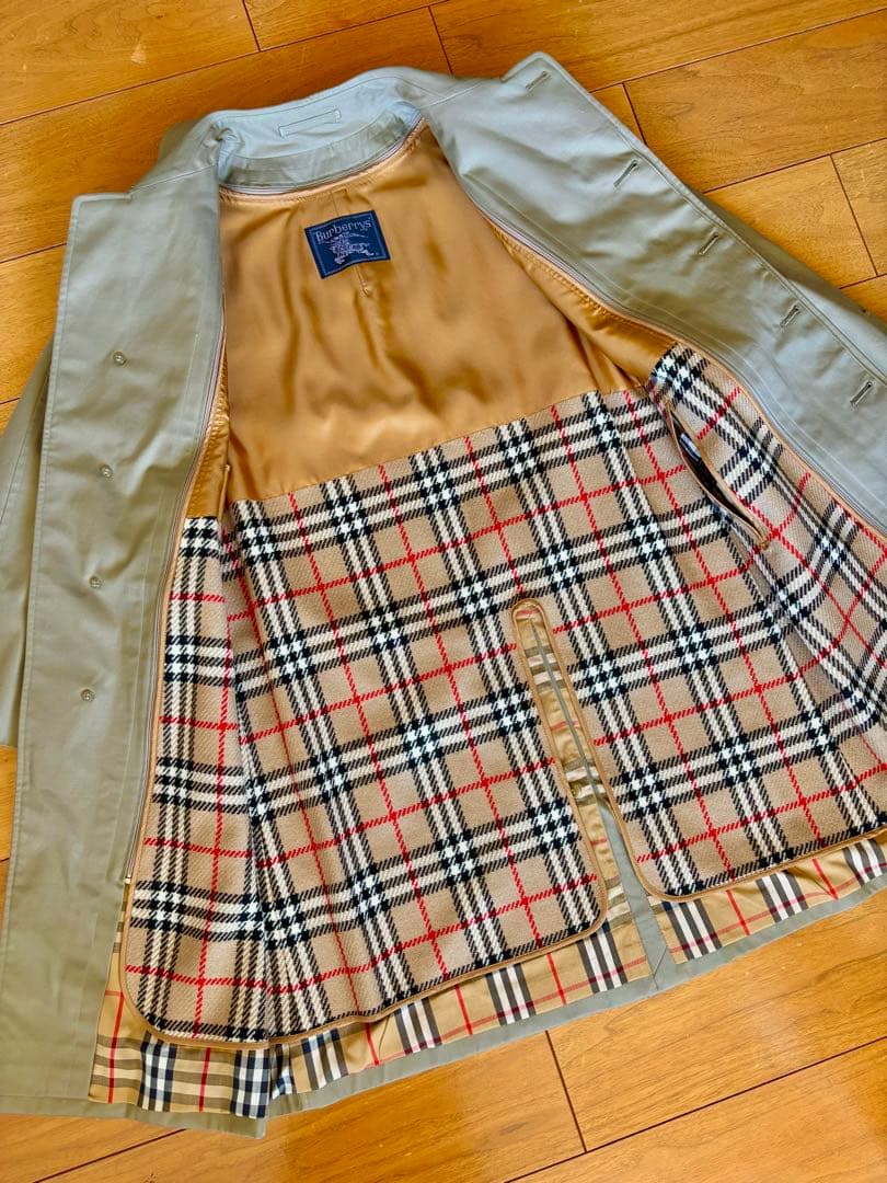 極美品Burberrysウールライナー付バーバリー160M-Lステンカラーコート