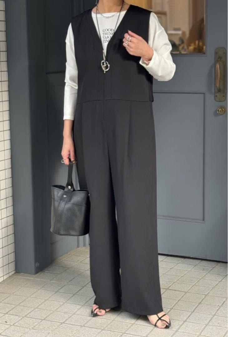 cyan×kusukusu バックチュールサロペット