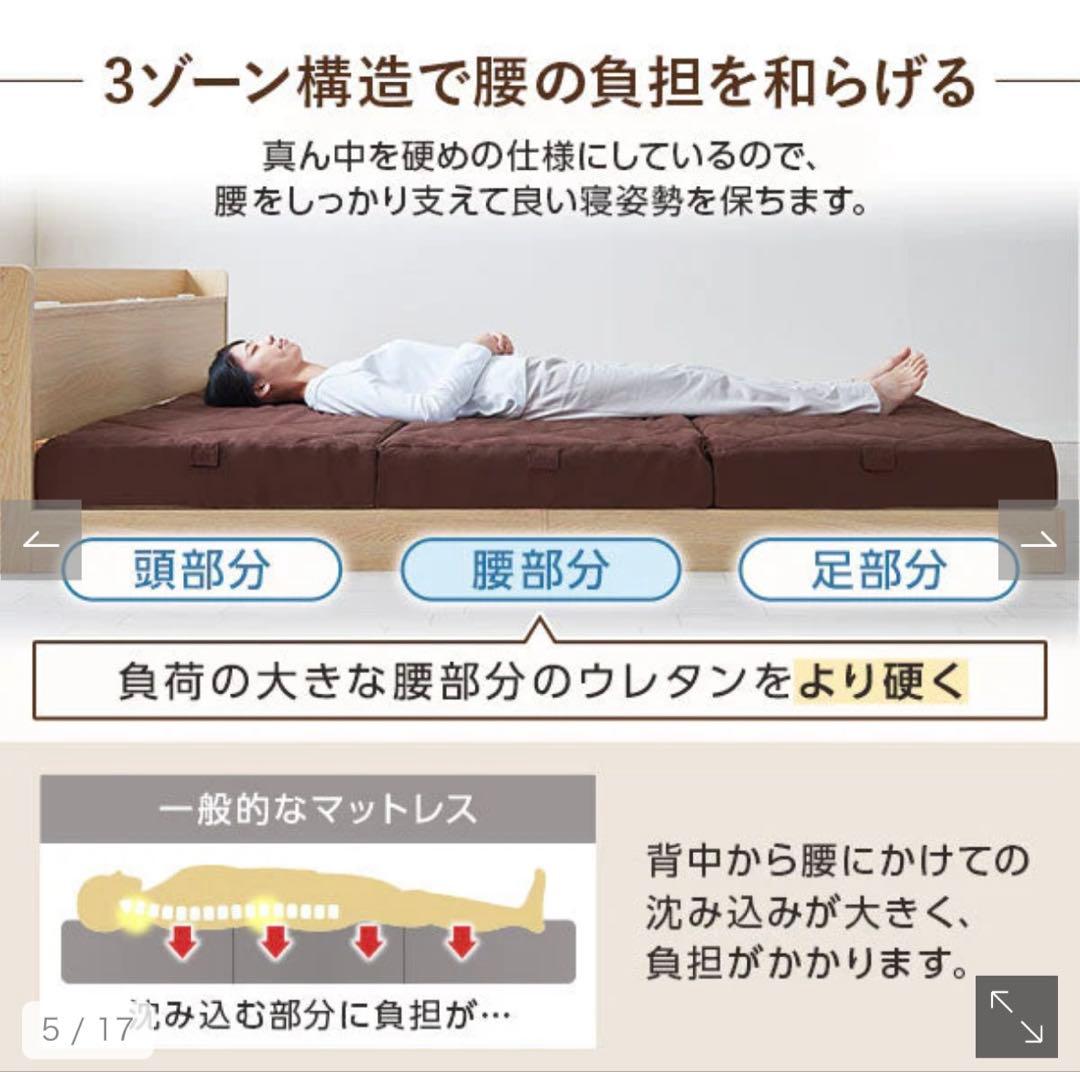 RASIK ラシク　3つ折りマットレス シングル 12cm厚 ブラウン