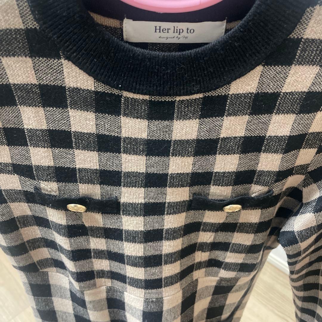 パンツ herliptoParisHighRiseJeans PlaidJacquard