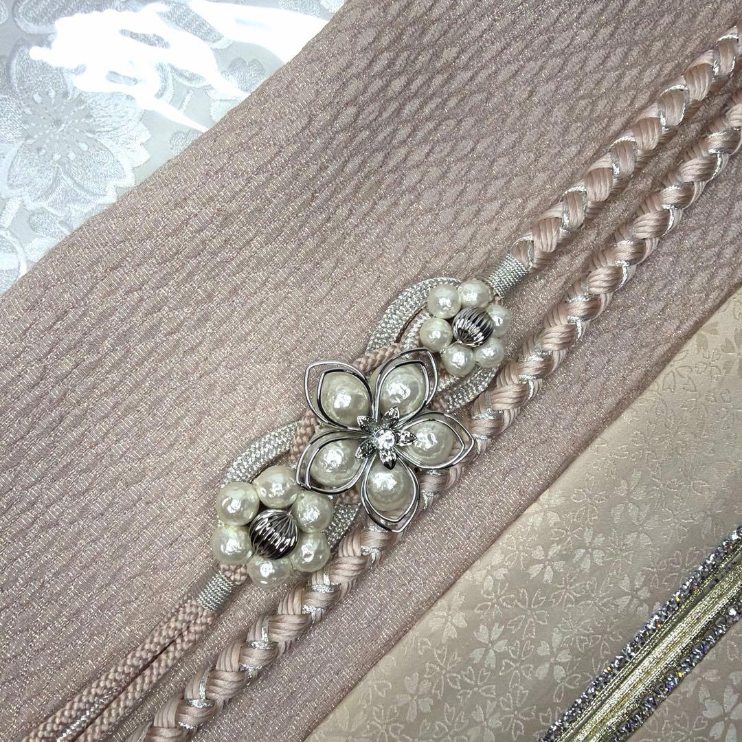 新品　クリーム　振袖用　2026年モデル　帯締め　帯揚げ　半襟　重ね襟　セット