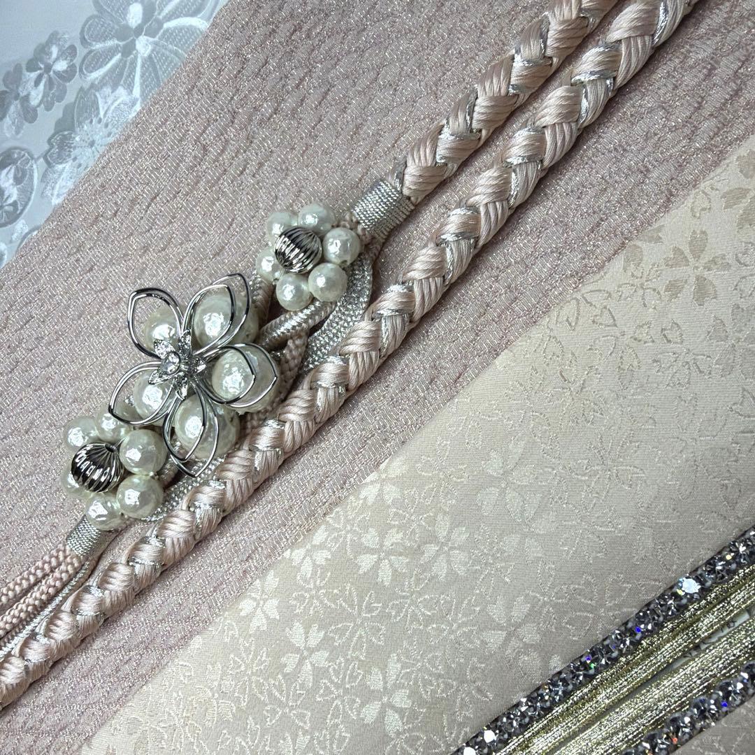 新品　クリーム　振袖用　2026年モデル　帯締め　帯揚げ　半襟　重ね襟　セット