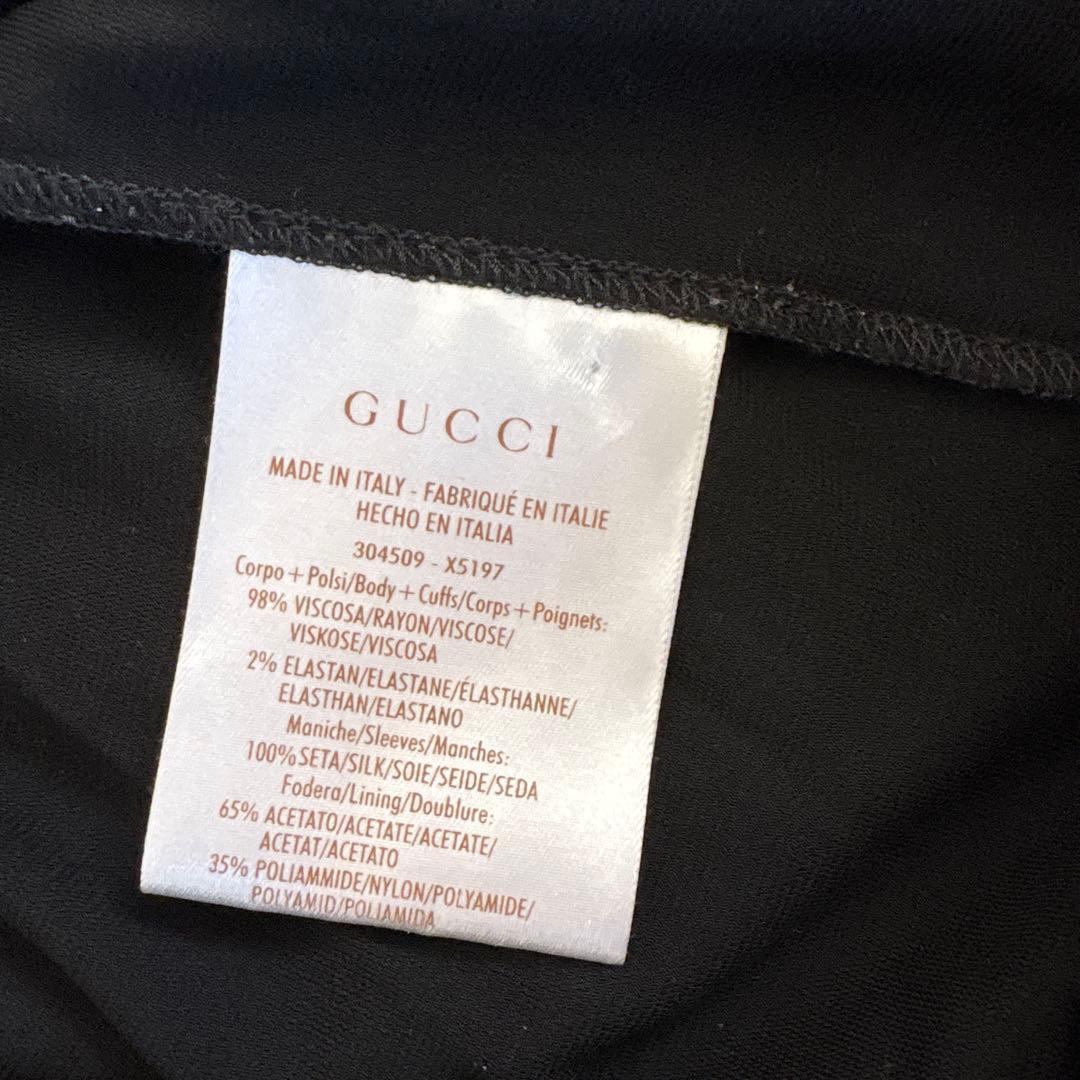 グッチ　ＧＵＣＣＩ　ブラック　シフォンスリーブワンピース