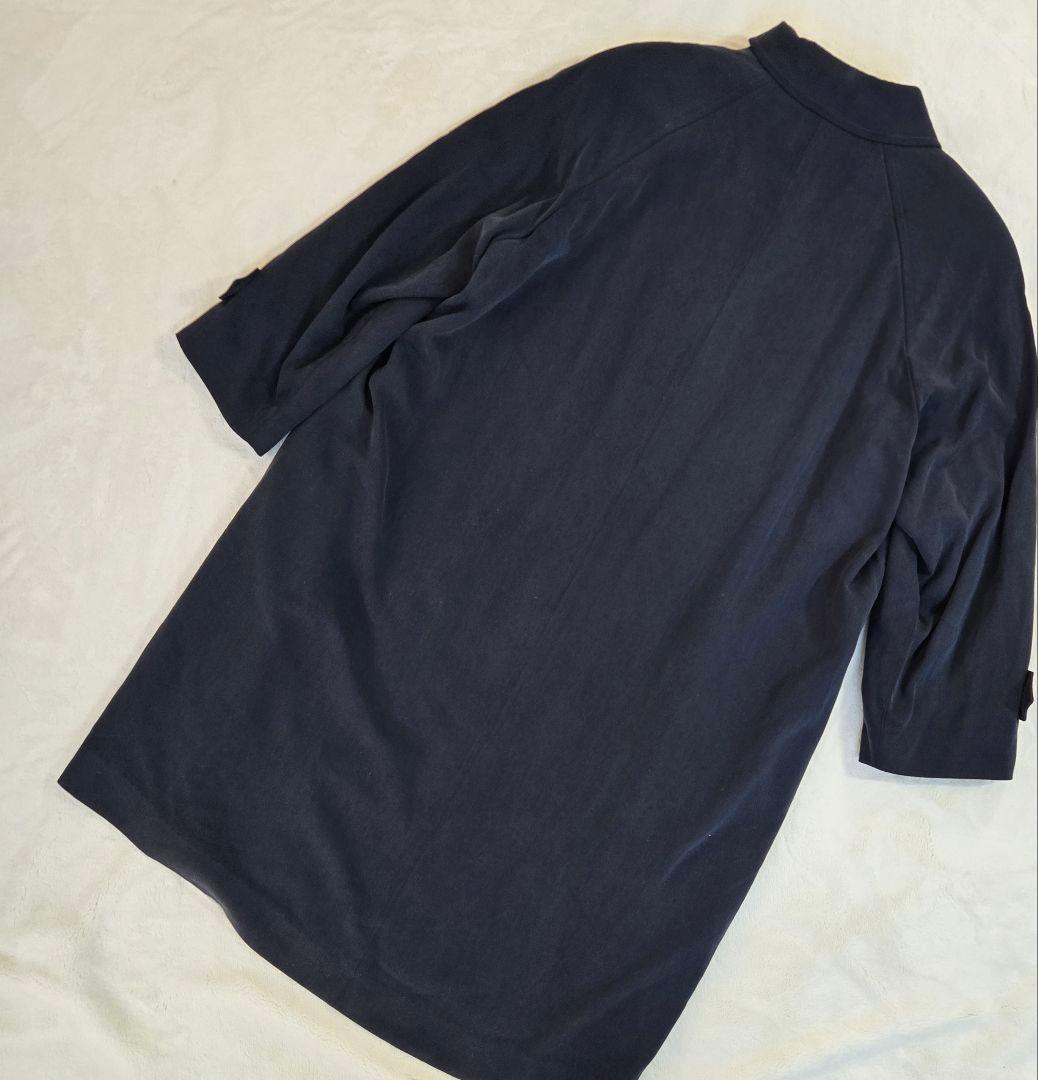 ​【極上の艶】アクアスキュータム シルク100% ステンカラーコート ライナーL