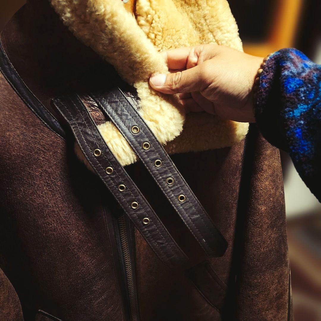 希少 美品 極上 ムートン B-3 本革フライトジャケット 羊革 ヴィンテージ