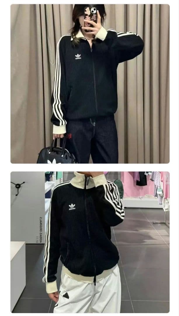 adidas ジップアップジャケット XL 黒/白