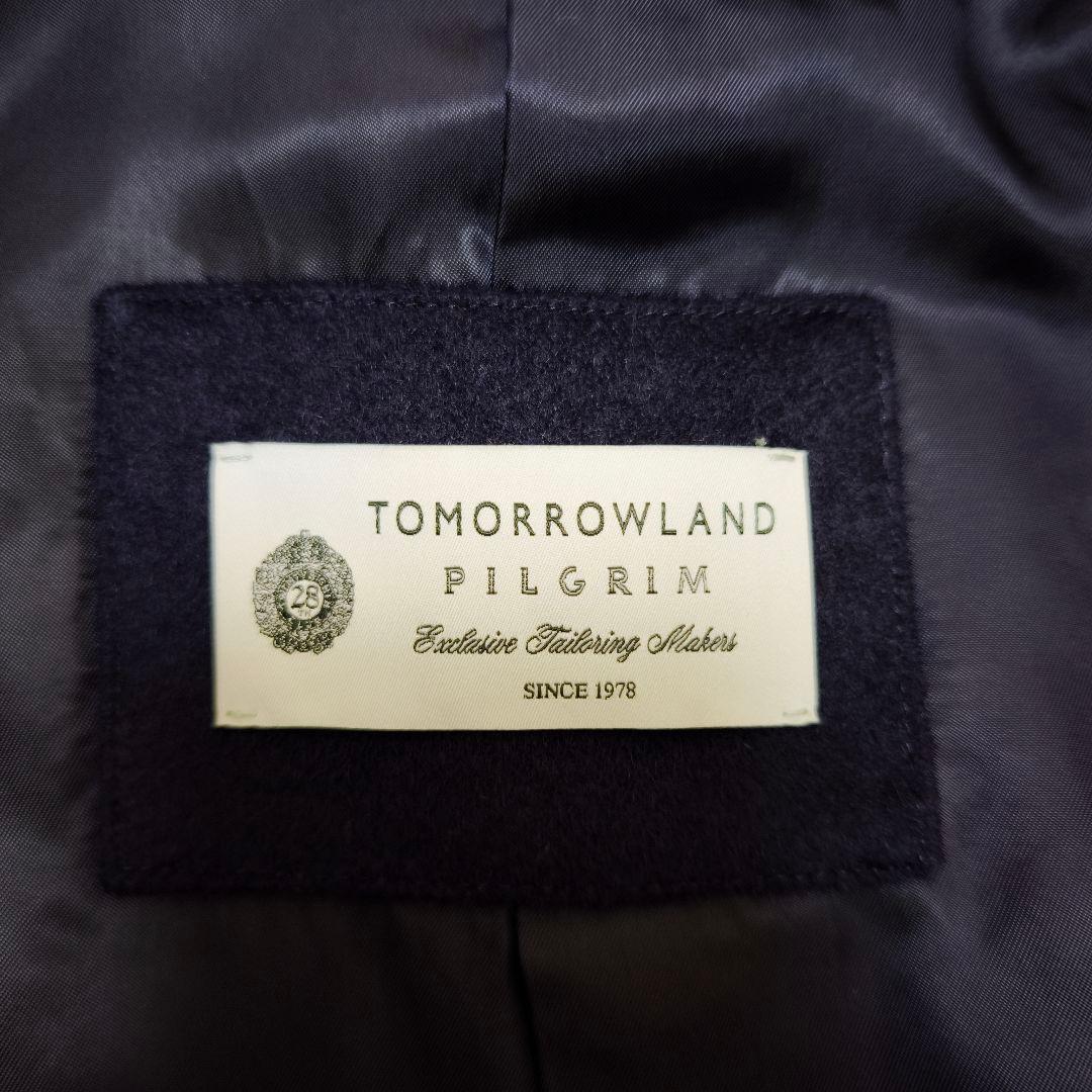 極美品 トゥモローランドピルグリム カシミヤ混 ダブルブレストコート紺46
