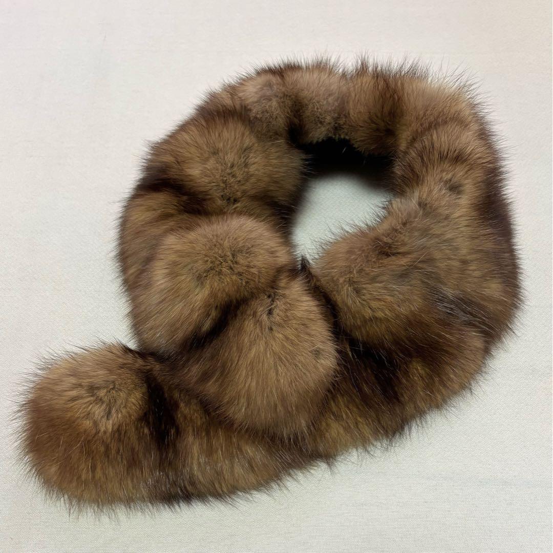 美品 Leilian レリアン セーブルファーカラー クリップ付 リアルファー