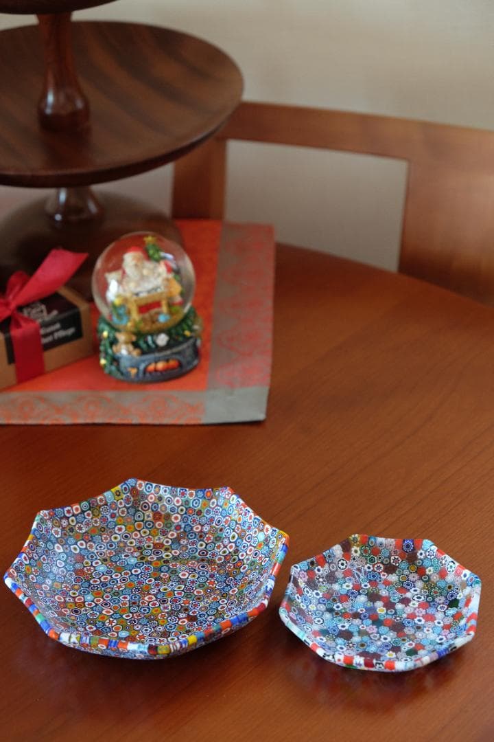 ベネチアンガラス ミルフィオリ プレート ガラス作家 検/ムラーノ 江波冨士子