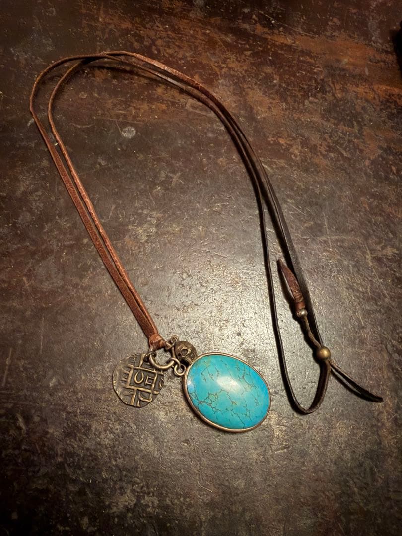 エム コーエン M cohen ターコイズペンダントレザーネックレス