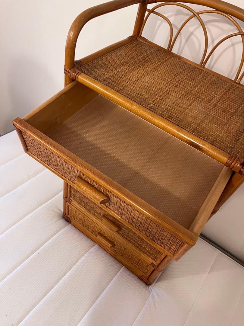 ラタン 籐 5段タンス シェルフ アンティーク