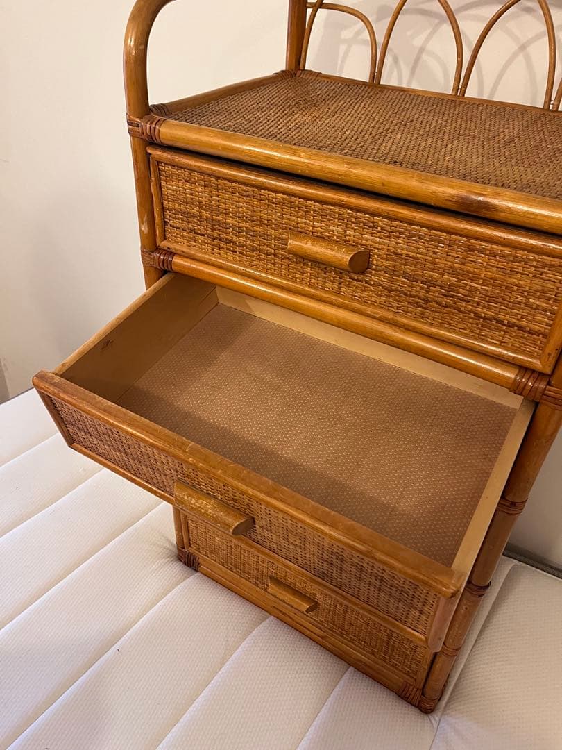 ラタン 籐 5段タンス シェルフ アンティーク