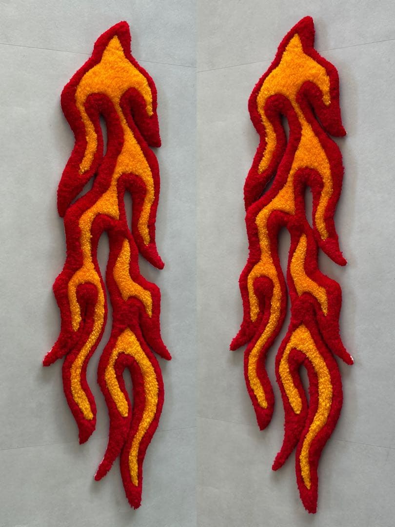 古着 ビンテージ ラグ マット ファイヤーパターン インテリア 置物 美品 希少