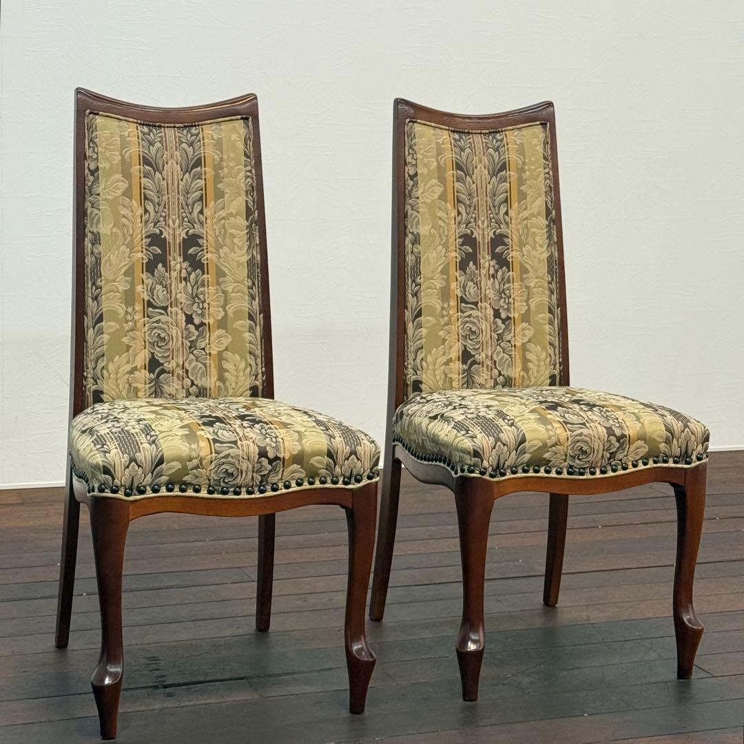 H21K17b マルニ木工 ベルサイユ 猫脚 ダイニングチェア2脚セット