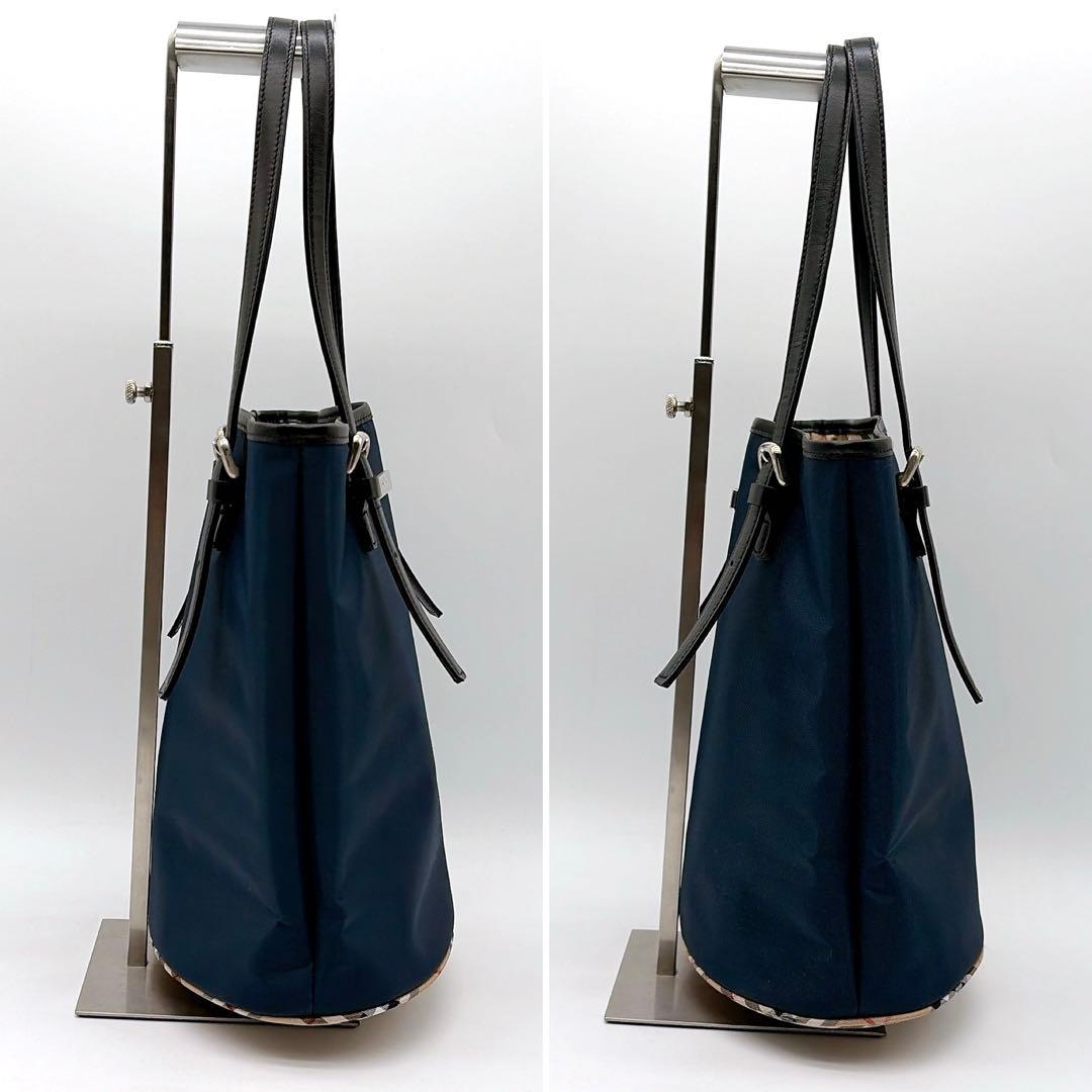 美品✨【バーバリーズブルーレーベル】バケツ型トートバッグ ノバチェック ネイビー