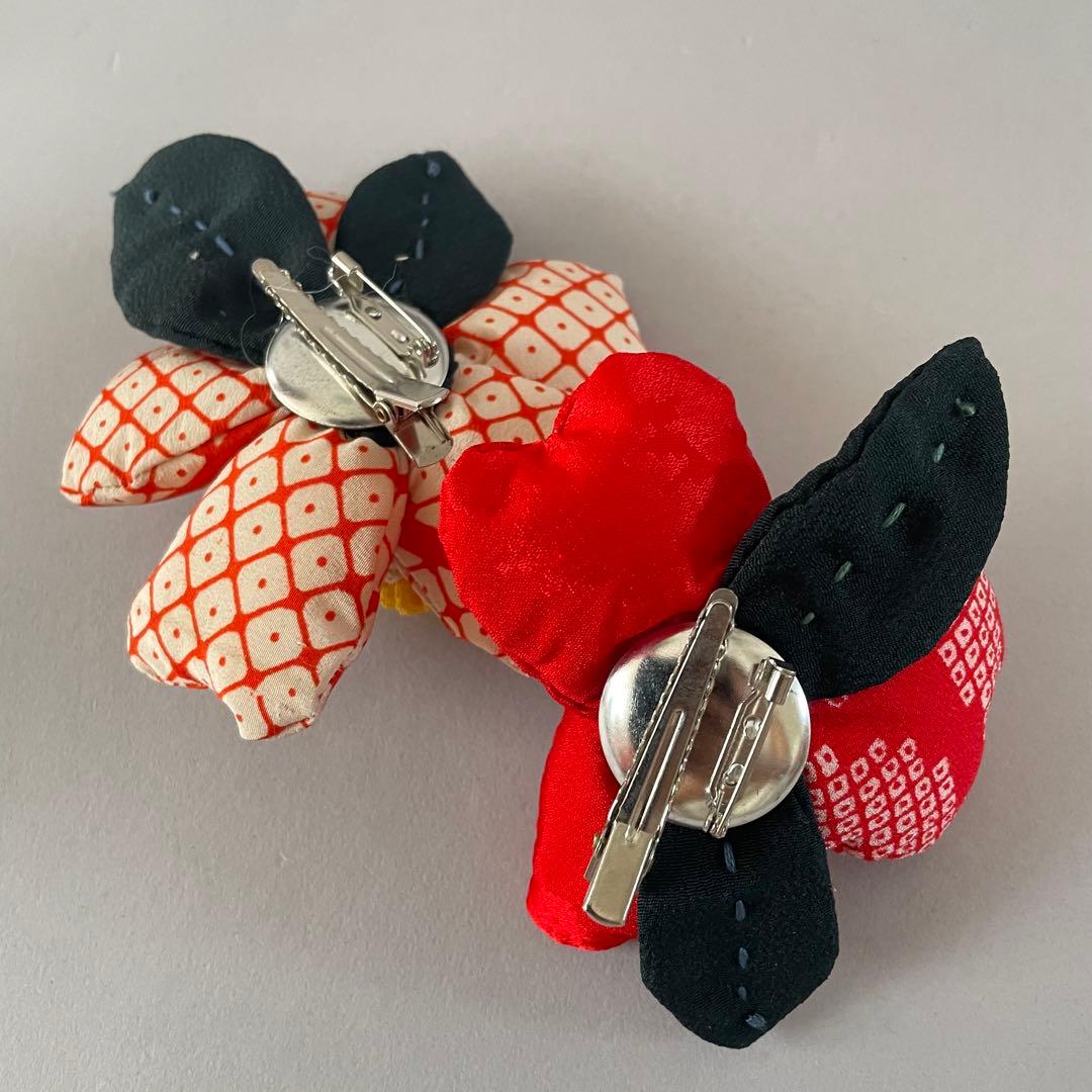 七五三　3歳　正絹　総絞りのお着物セット　赤色半幅帯コーデ