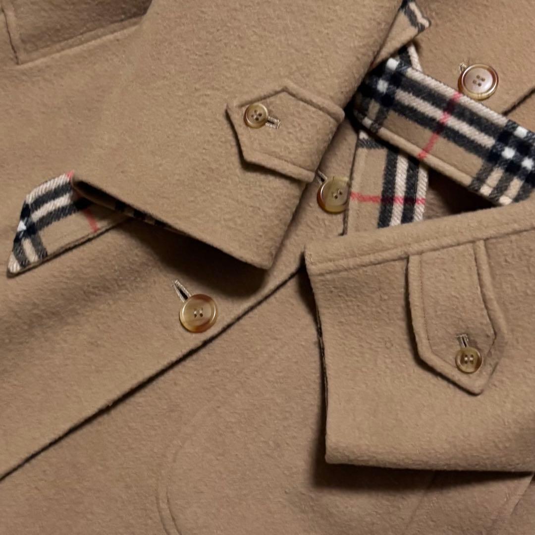 希少 バーバリー ノバチェック ロングコート リバーシブル ウール キャメル 7