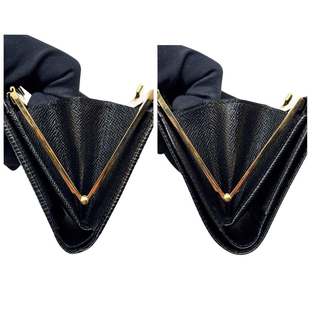 ルイヴィトン モノグラム ヴィエノワ 二つ折り財布 がま口 エピ 黒 財布