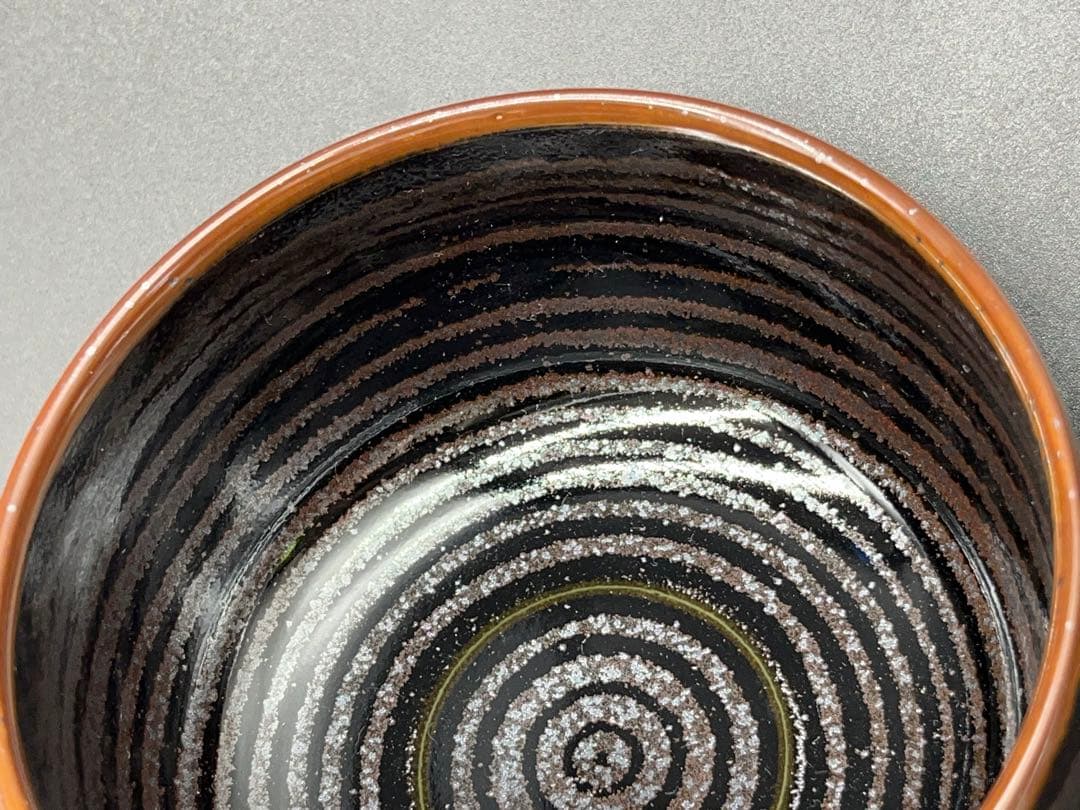 【未使用】青木龍山 文化勲章受章 天目渚 抹茶碗 共箱 -312-