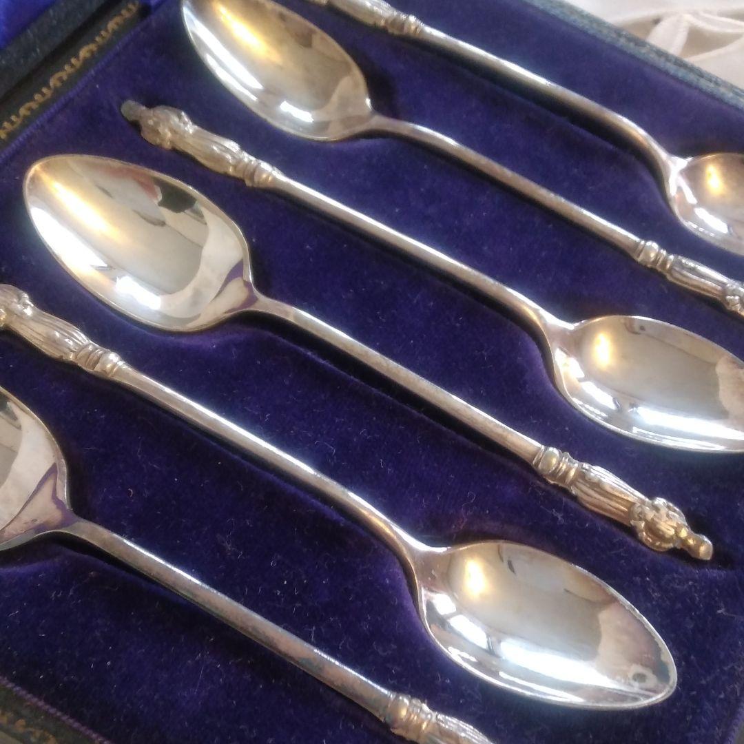 ヴィンテージ英国アンティークのシルバープレートスプーン６本僧侶EPNS刻印有り