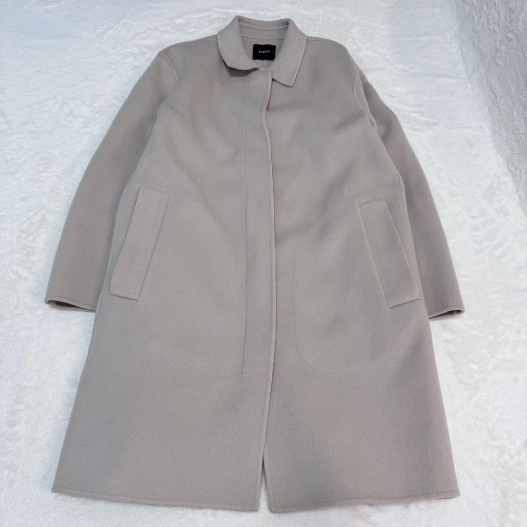 【極美品】セオリー カシミヤ ロングコート 現行ロゴ 近年モデル ベージュ　S