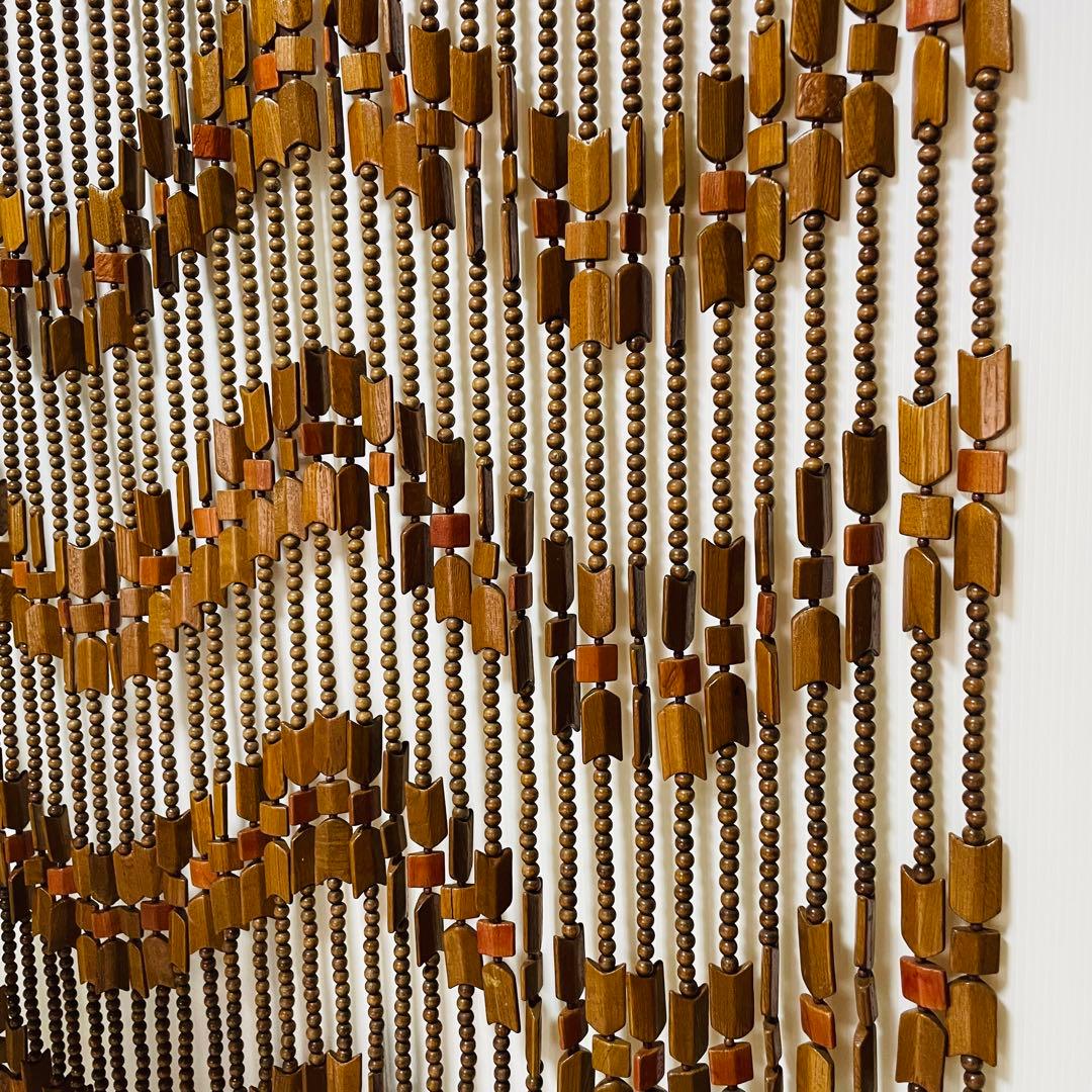 昭和 レトロ 木製 玉 のれん 波状模様