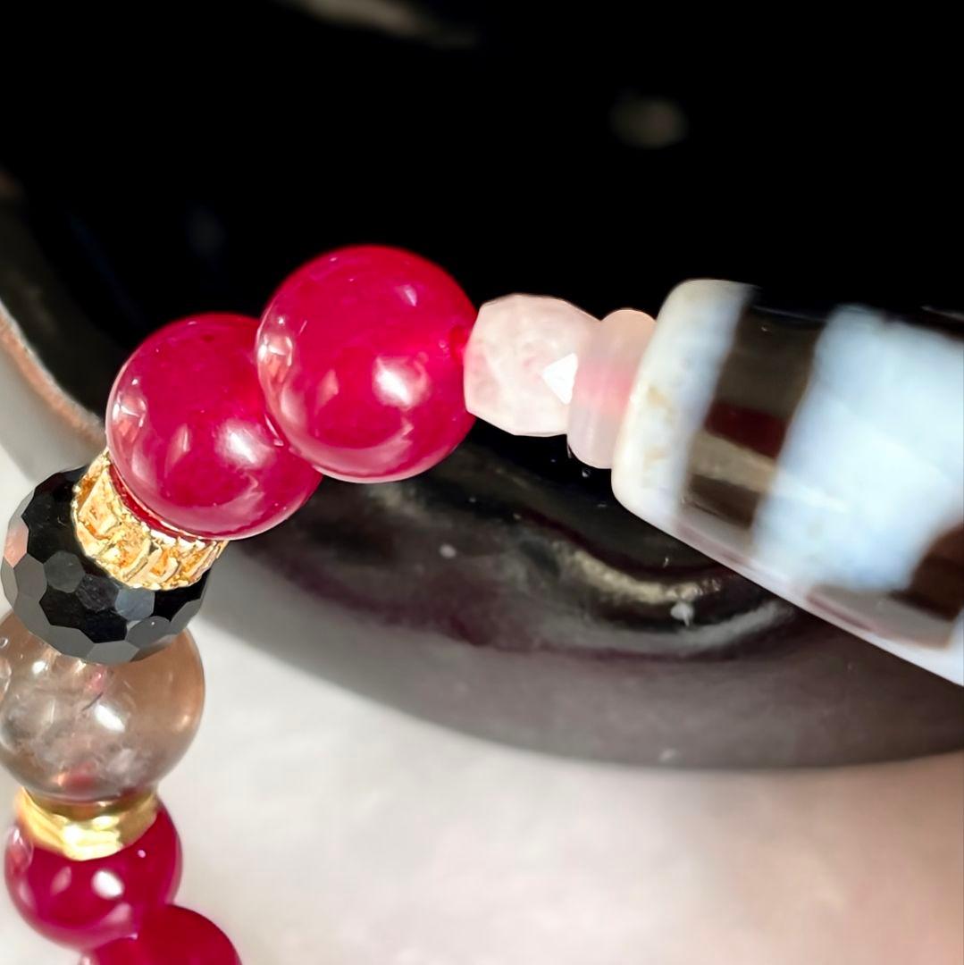 【水蓮花天珠】至純 白天珠 ルビー 天然石 ゼウスクォーツ モリオン セリサイト