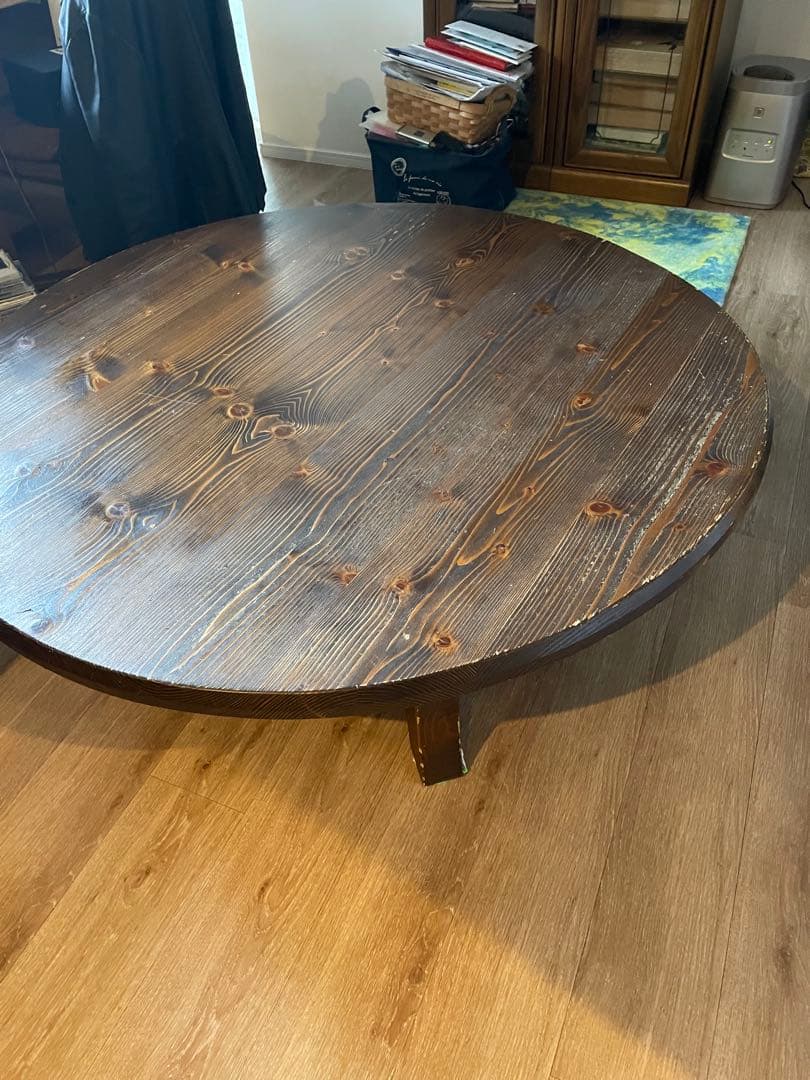 円形木製大きめちゃぶ台ダークブラウン