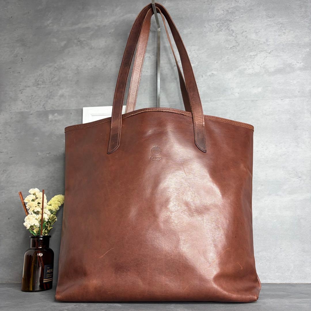 【激レア】GANZO サケット4 馬革 トートバッグ A4可 本革 ブラウン