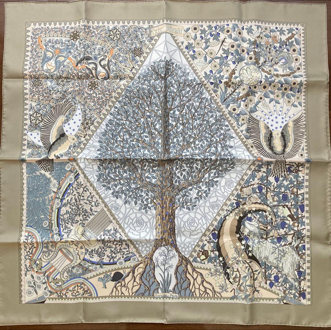 最終価格　エルメス スカーフ　カレ90 世界の中心軸　Axis Mundi