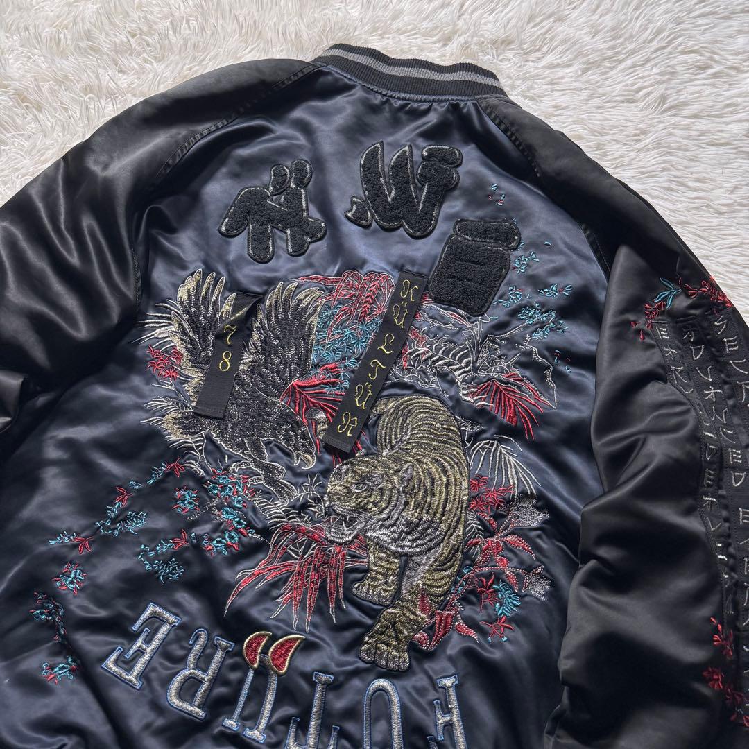 S*m様 極美品/L✨DIESEL スカジャン　リバーシブル　刺繍　虎　鷹