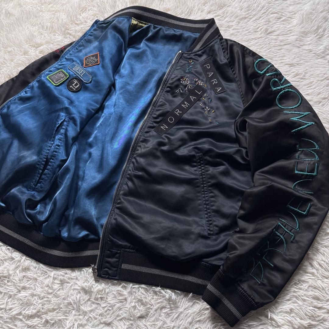 S*m様 極美品/L✨DIESEL スカジャン　リバーシブル　刺繍　虎　鷹