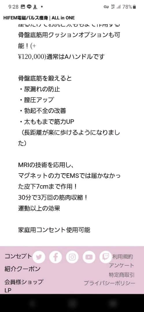 電磁パルス1ハンドルHIFEM