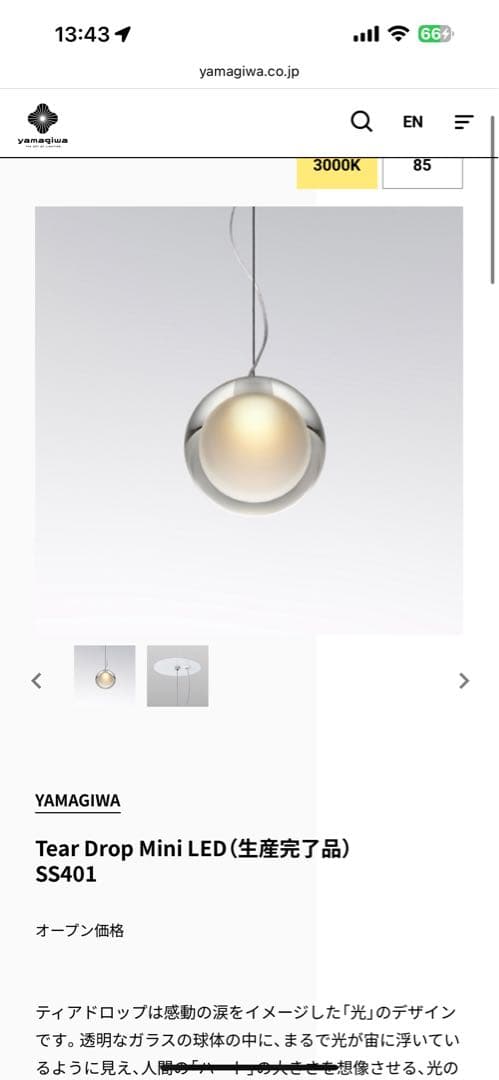 シーリングライト・天井照明 Tear Drop Mini LED SS401