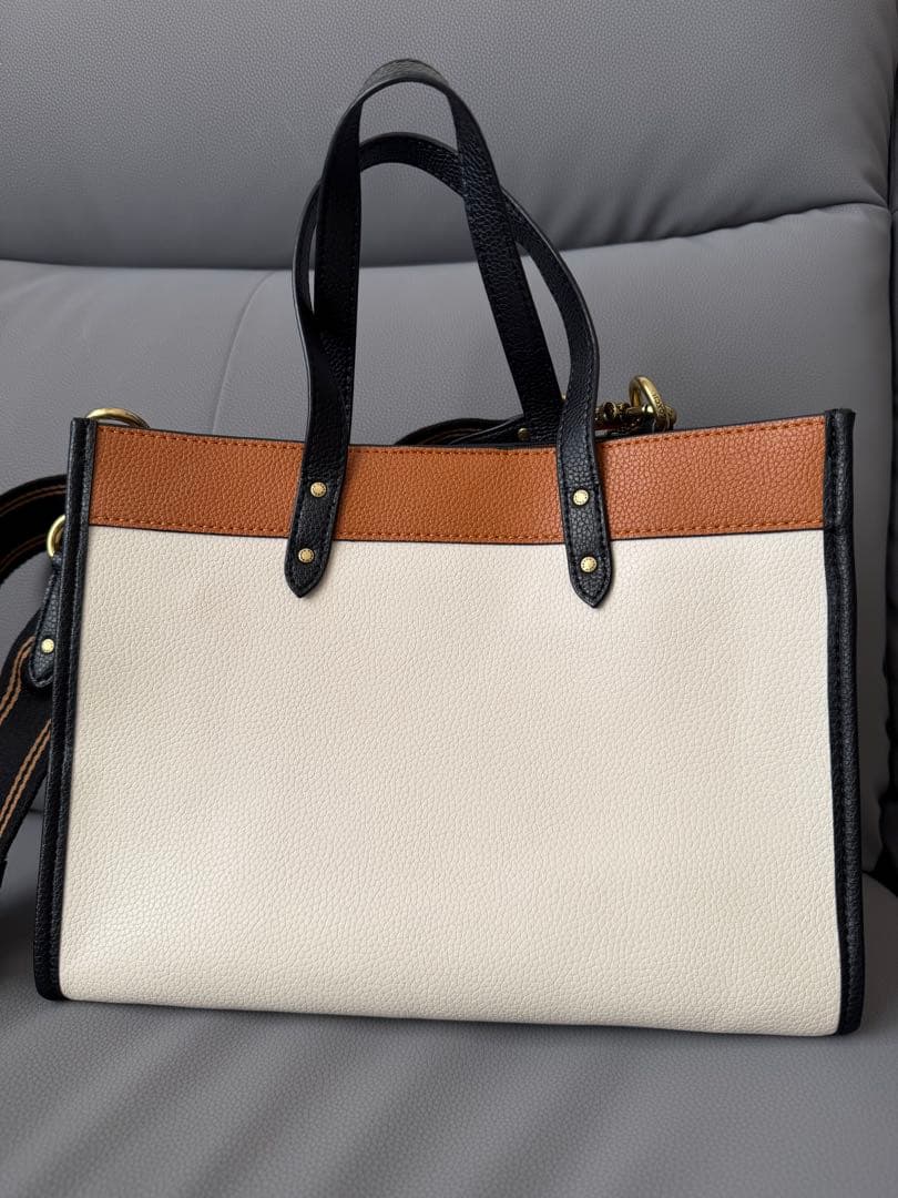 COACH C0777トートバッグ　ショルダー付き　2WAY ホワイトxブラウン