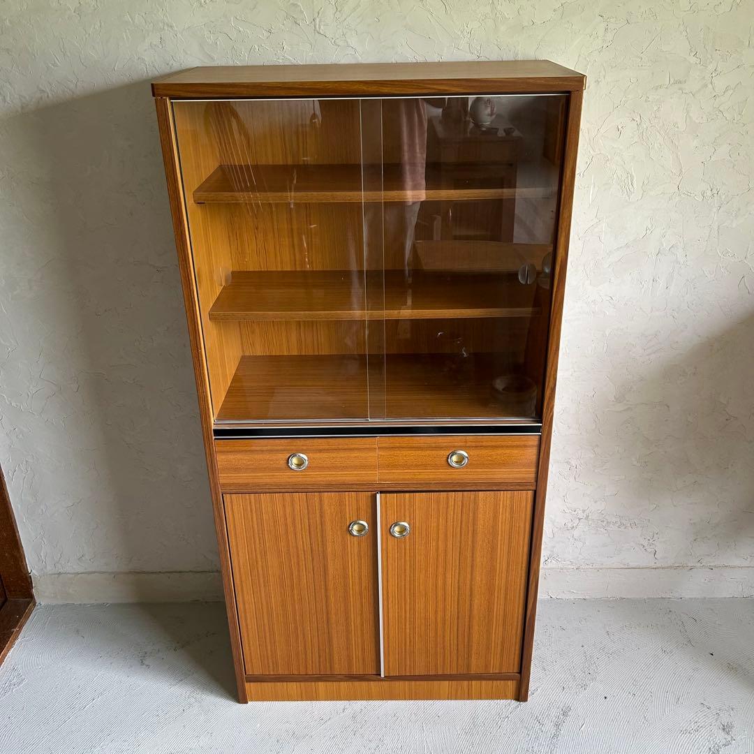 【美品】レトロポップ 木目調 食器棚