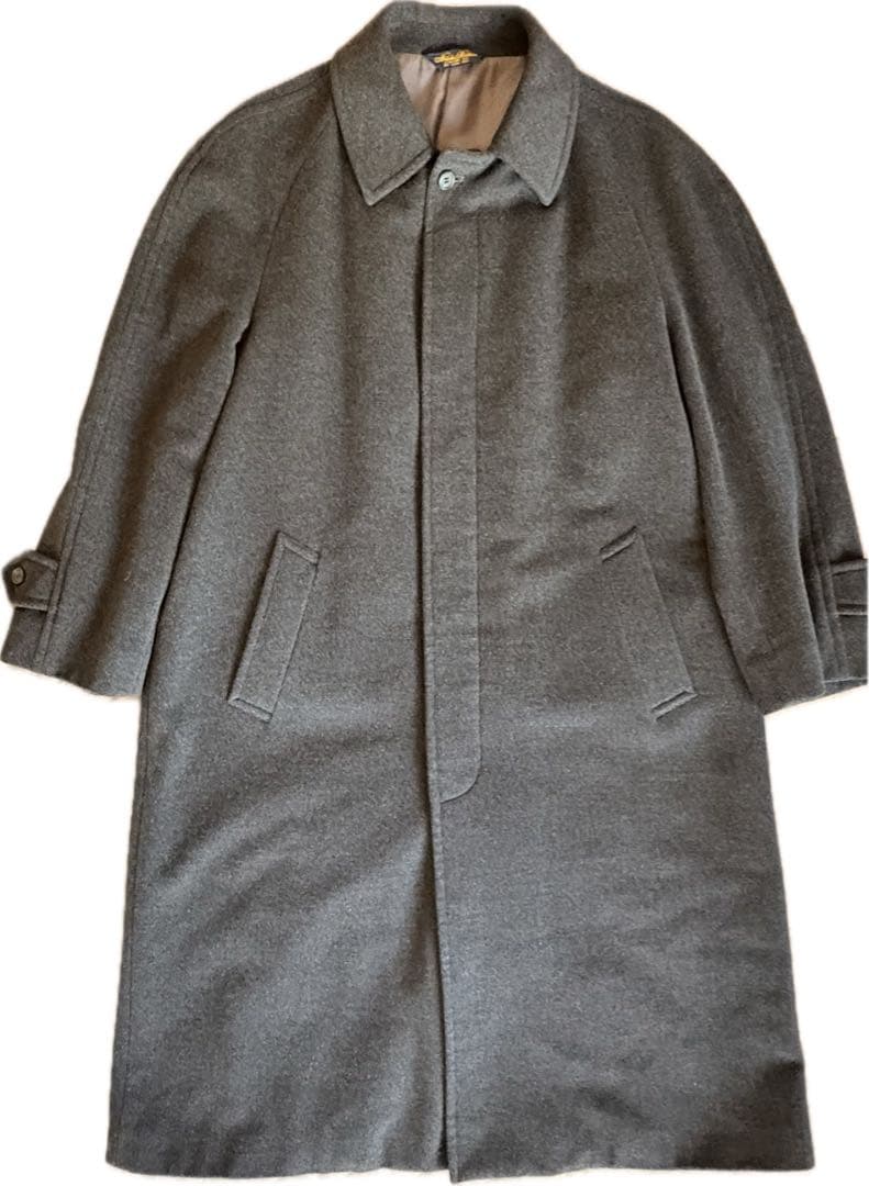 カシミヤ混 ブルックスブラザーズ ステンカラーコート チャコールグレー XL