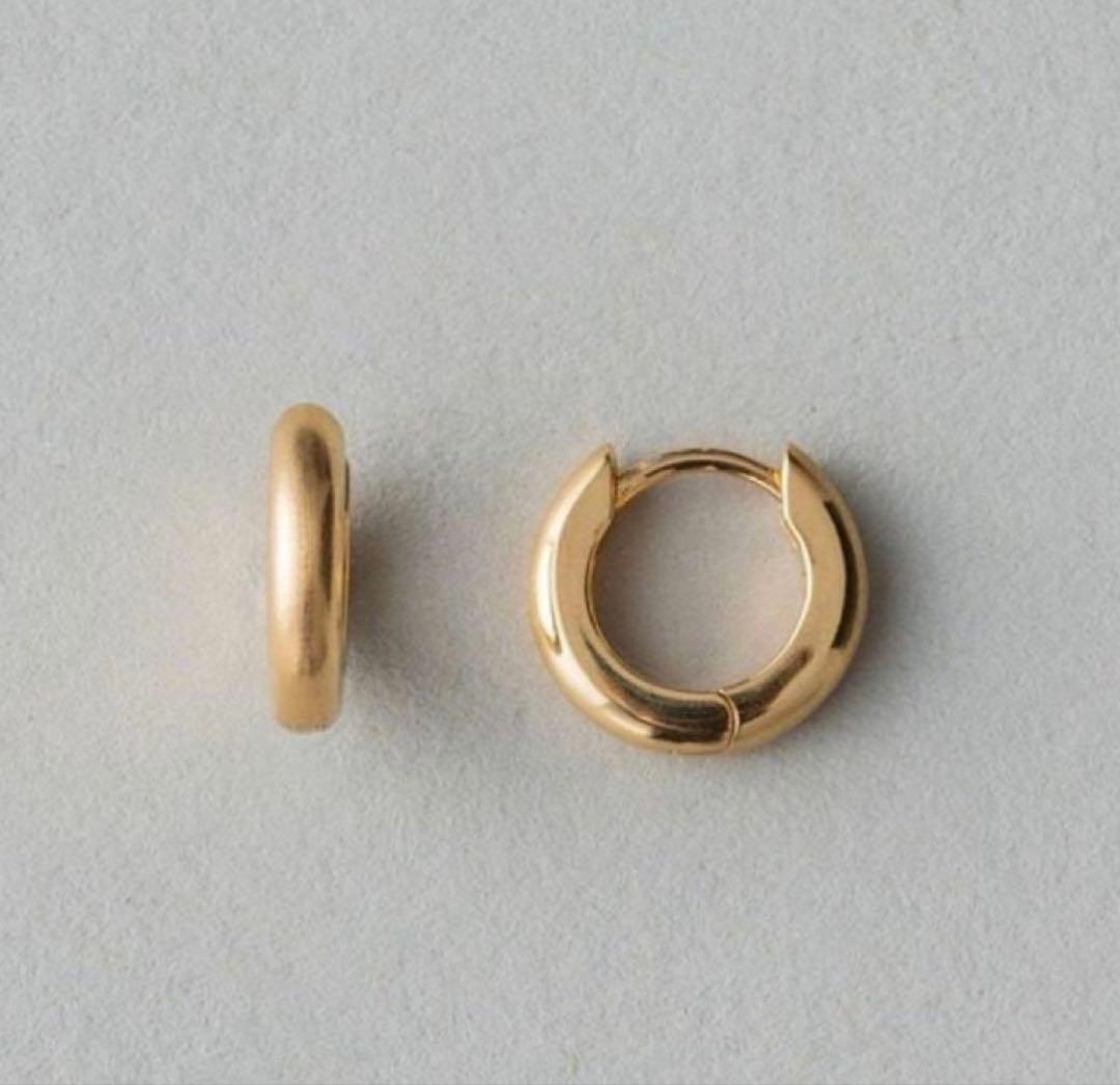 K18 ヘアライン フープピアス etek18 シンプル 高品質