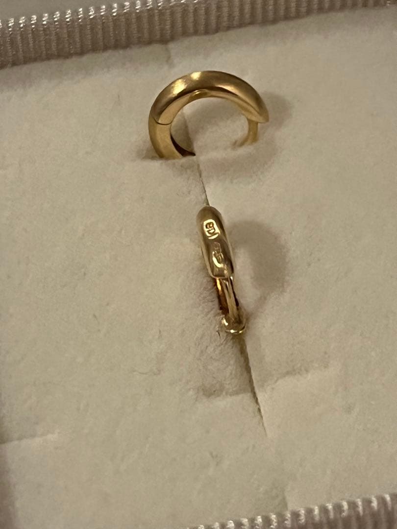 K18 ヘアライン フープピアス etek18 シンプル 高品質