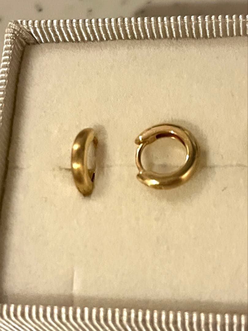 K18 ヘアライン フープピアス etek18 シンプル 高品質