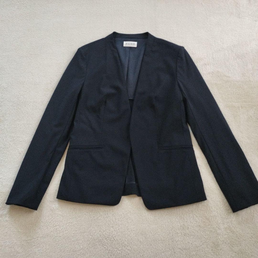 プラステノーカラージャケットパンツセットアッネイビーMサイズセレモニービジネス