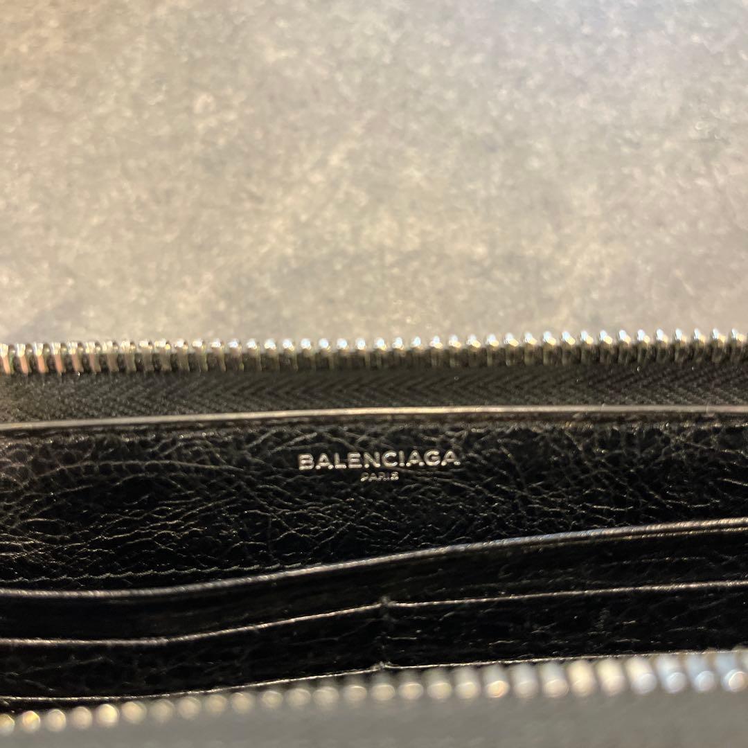 ろい　BALENCIAGA PARIS ブラックレザー 長財布メンズ