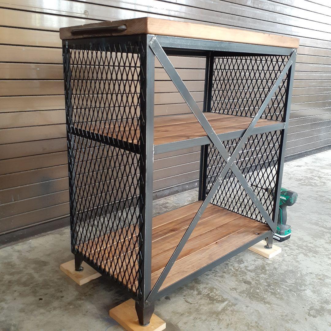 アイアン　シェルフ　ラック　インダストリアル　ハンドメイド　シューズラック　男前